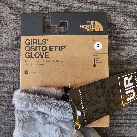 The North Face Kids Girls Meld Grey Osito Etip Gloves Size Small - Picture 5 of 13
